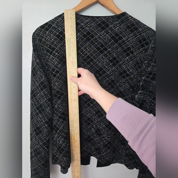 Vtg Jacket Womens 14/16 W Black Velvet Sparkle Dressy Preppy Clueless Academia - Picture 10 of 11